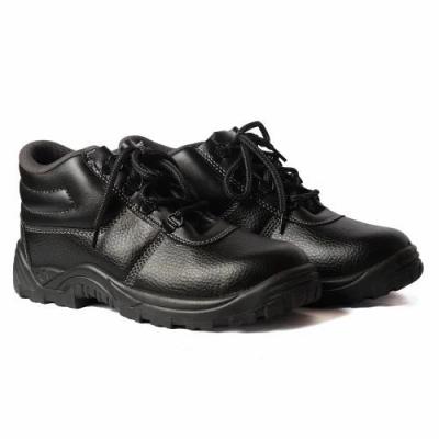 Men's Black High Ankle Industrial Safety Shoes with Steel Toe Cap